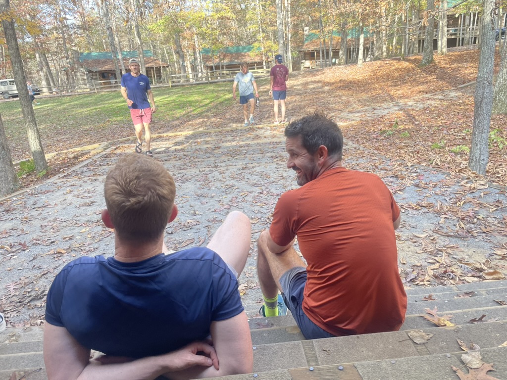 Friends hanging out on the steps