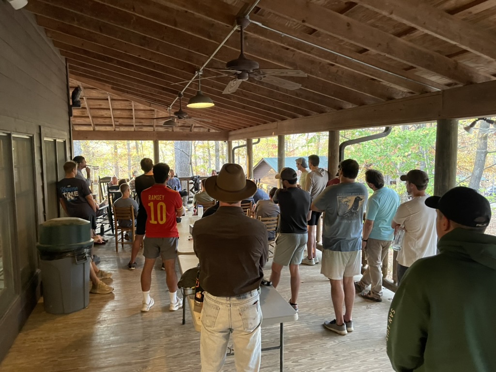 Men on the lodge porch